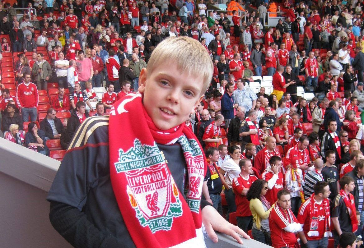 När Linus för första gången fick uppleva Anfield på plats, var det ett ögonblick han aldrig kommer att glömma